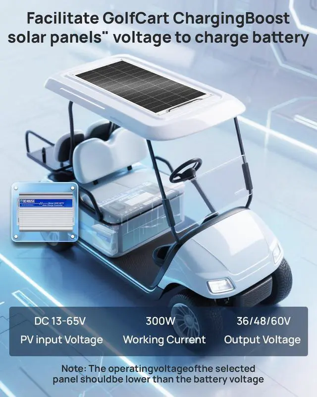 Alt view image 4 of 7 - 300W Boost MPPT Solar Charge Controller for 36/48/60V Golf Cart
