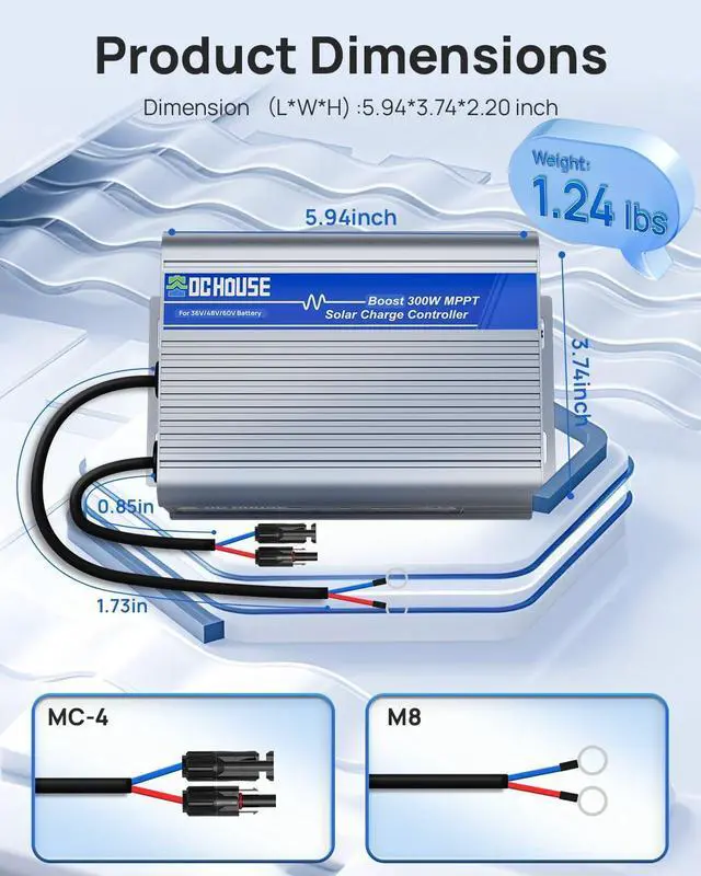 Alt view image 7 of 7 - 300W Boost MPPT Solar Charge Controller for 36/48/60V Golf Cart