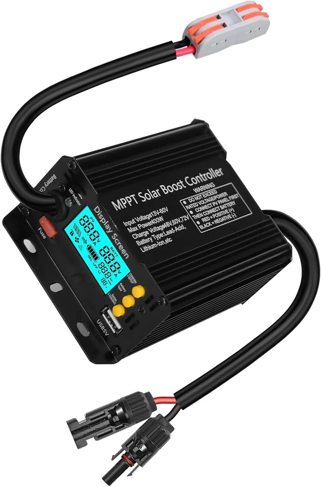 Main image of 400W Boost MPPT Solar Charge Controller, LCD Panel Regulator for 24V/36V/48V/60V/72V Lead-Acid, LiFePO4, Gel & Flooded Batteries, Golf Cart, eBike, Club Car