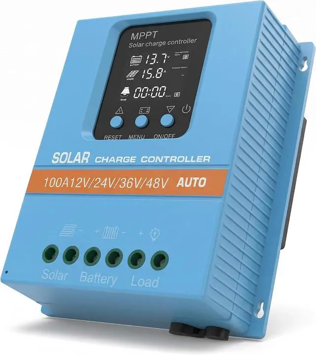 Main image of Solar Charge Controller 100A 12V 24V 36V 48V Intelligent Recognition LCD Display Battery Intelligent Regulator Maximum 100V Input Dual USB for Lead Acid/Lithium Battery (SA100A)