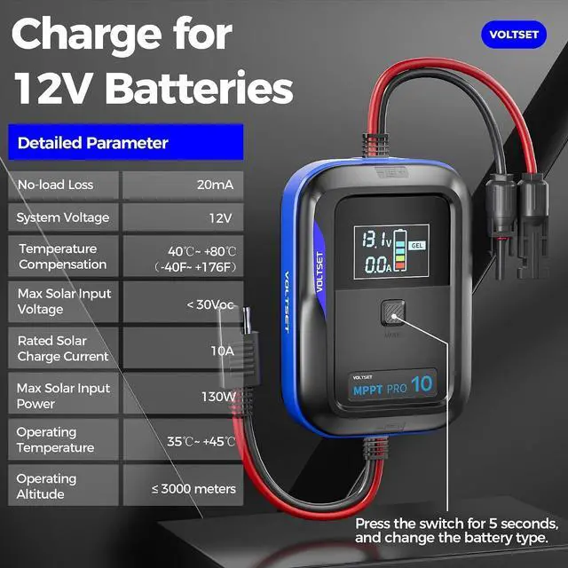 Alt view image 6 of 7 - MPPT Solar Charge Controller 12V with LCD Display Up to 50W