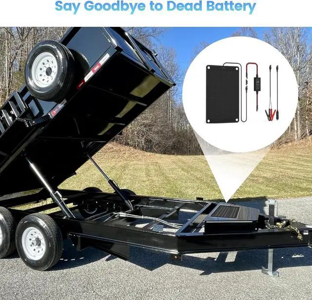 Alt view image 6 of 6 - Solar Battery Charger Maintainer,Dump Trailer Battery Charger, Battery Maintainer,Trailer Charger, 10W Solar Panel Kit, MPPT Charge Controller, for 12V /24V Gel AGM Lead-Acid LiFePO4