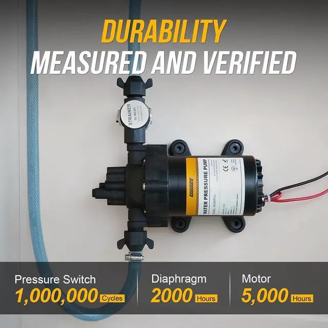 Alt view image 3 of 7 - 12V RV Water Pump, 4.0 GPM 45 PSI Diaphragm Pump, 12Volt Quiet Fresh Water Pump with Pressure Switch, Self Priming Pressure Pumps for RV Camper Boat Marine Food Truck