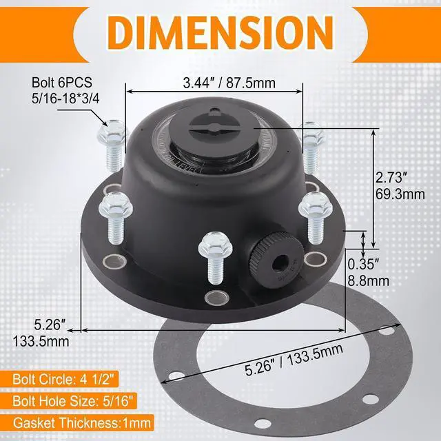 Alt view image 6 of 6 - 2PCS 343-4024 Composite Steer Hub Cap with Gaskets & Bolts