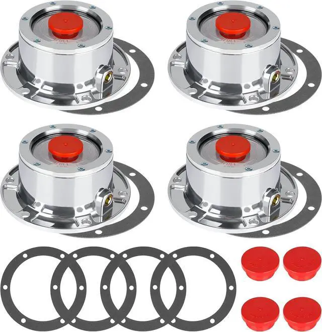 Main image of 343-4009 Trailer Hub Cap 4 PCS 3434009 Aluminum Hubcaps for Trailer Axle with Extra 4 PCS Rubber Plugs and Gaskets Replaces Stemco 343-4009