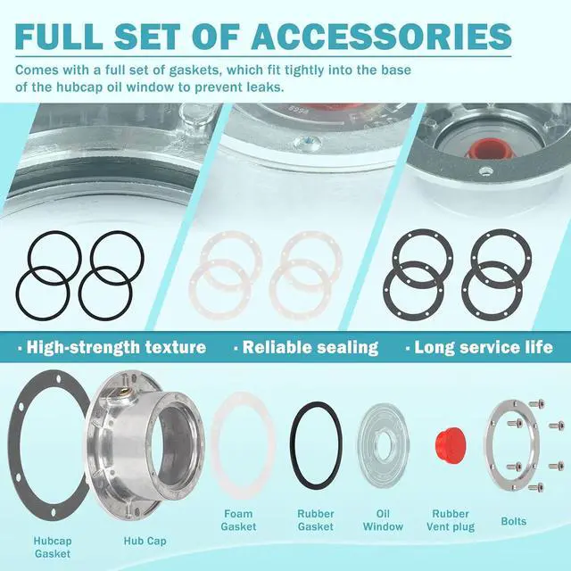 Alt view image 4 of 6 - 343-4009 Trailer Hub Cap 4 PCS 3434009 Aluminum Hubcaps for Trailer Axle with Extra 4 PCS Rubber Plugs and Gaskets Replaces Stemco 343-4009