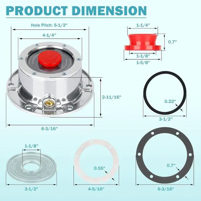 Alt view image 6 of 6 - 343-4009 Trailer Hub Cap 4 PCS 3434009 Aluminum Hubcaps for Trailer Axle with Extra 4 PCS Rubber Plugs and Gaskets Replaces Stemco 343-4009