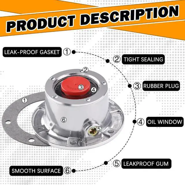 Alt view image 2 of 6 - 4Pcs 343-4024 Aluminum Hub Cap with Gaskets & Plugs