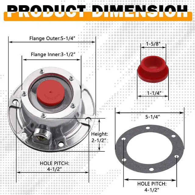Alt view image 6 of 6 - 4Pcs 343-4024 Aluminum Hub Cap with Gaskets & Plugs