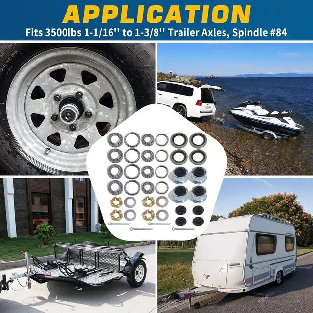 Alt view image 7 of 7 - 4Sets L68149 L44649 Trailer Hub Bearings Kit for 3500 lb #84 Axle