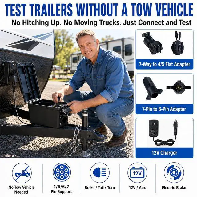 Alt view image 2 of 6 - 7-Way Trailer Light Tester with 6-Pin and 4/5-Pin Adapters