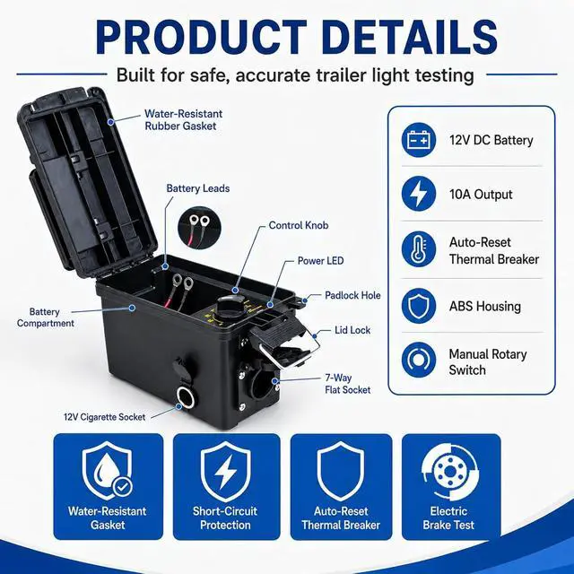 Alt view image 3 of 6 - 7-Way Trailer Light Tester with 6-Pin and 4/5-Pin Adapters