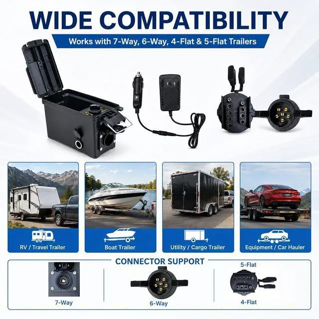 Alt view image 4 of 6 - 7-Way Trailer Light Tester with 6-Pin and 4/5-Pin Adapters