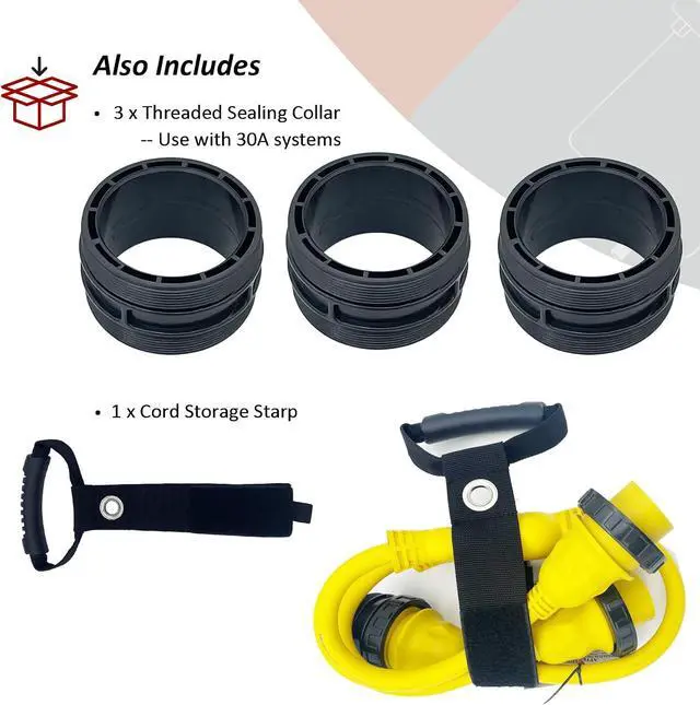 Alt view image 4 of 5 - Marine Shore Power Cord Splitter STW 30A Male Plug L5-30P to (2X) L5-30R Dual 30A Female 125V Shore Power Cord Y Adapter 3 Feet