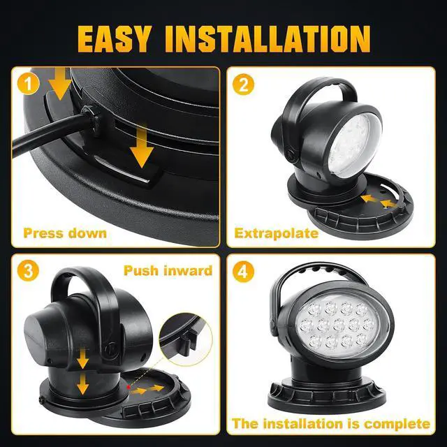 Alt view image 7 of 7 - 39W Strobe Led Search Lights, 360º Rotate Remote Control Spotlight, 12V 24V Work Light, Portable Magnetic Base Fog Lamps for Car Offroad Truck Boat 4x4 Security Emergency Lighting