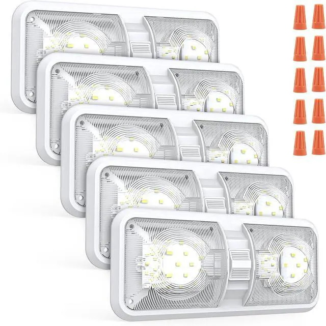 Main image of RV Led Lights Interior 12v Volt Fixtures, 1000LM 8W Camper Light For Inside, Rv Ceiling Dome Lamp Led 12v With Switch For RV/Camper/Trailer/Boat (Natural White,4000K-4500K,5pack).