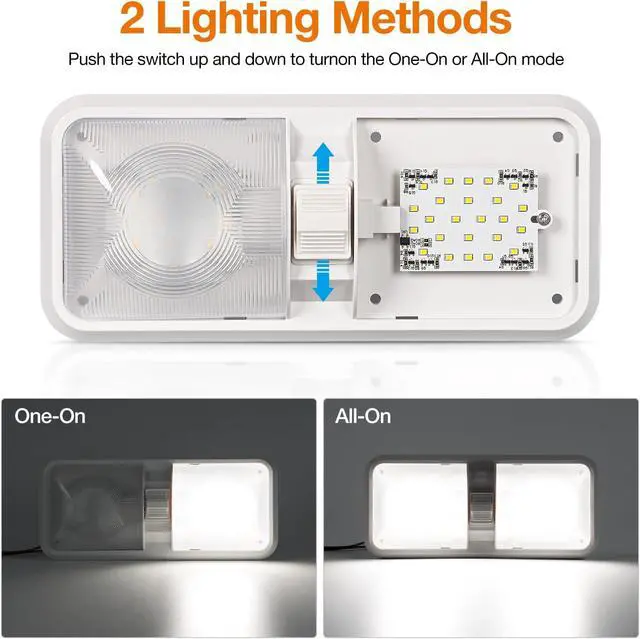 Alt view image 2 of 7 - RV Led Lights Interior 12v Volt Fixtures, 1000LM 8W Camper Light For Inside, Rv Ceiling Dome Lamp Led 12v With Switch For RV/Camper/Trailer/Boat (Natural White,4000K-4500K,5pack).