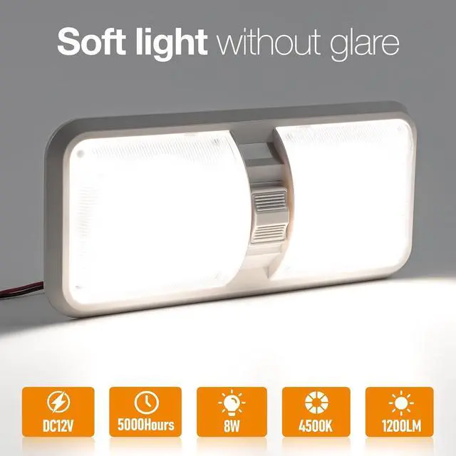 Alt view image 3 of 7 - RV Led Lights Interior 12v Volt Fixtures, 1000LM 8W Camper Light For Inside, Rv Ceiling Dome Lamp Led 12v With Switch For RV/Camper/Trailer/Boat (Natural White,4000K-4500K,5pack).
