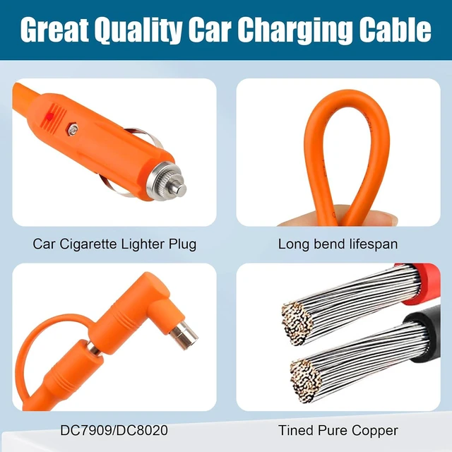 Alt view image 4 of 6 - 12V/24V 14AWG 25FT Car Cigarette Lighter Charging Cable, DC 8mm 15A DC7909/8020 to Car Charger for Jackery/Anker/GRECELL/BLUETTI/Goal Zero Yeti/Westinghouse Power Station
