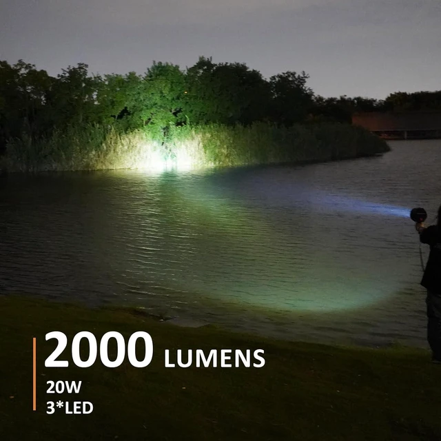 Alt view image 2 of 7 - Handheld LED Spotlight Flashlight up to 2000 Lumens, 12V Car Charger Spot Light with Hook for Camping, Boating & Hiking