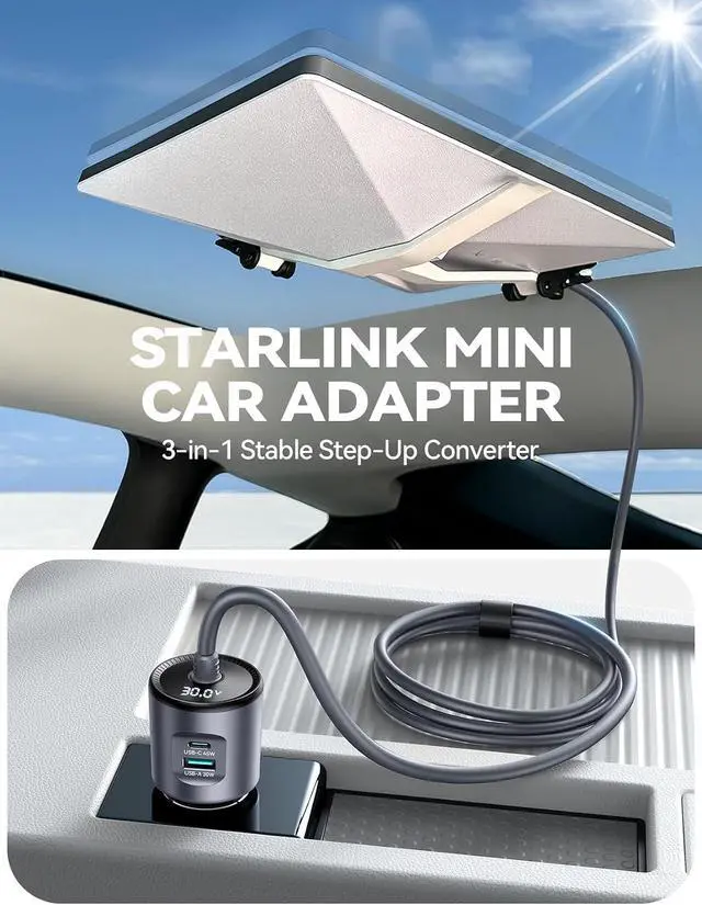 Alt view image 2 of 7 - Starlink Mini Car Adapter, 12V-24V to 30V DC Step-Up Converter