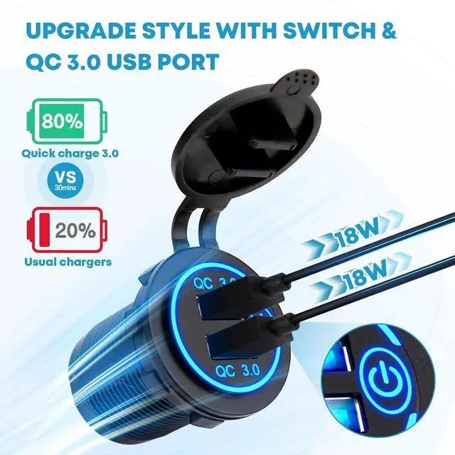 Alt view image 2 of 7 - 6 Gang 12V Marine Boat Rocker Switch Panel Waterproof + USB Switch