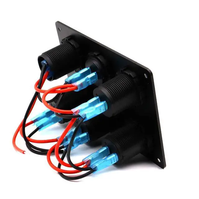 Alt view image 5 of 7 - Dual USB Charger Socket Panel for Car, Waterproof 3-Socket 12V Cigarette Lighter Power Outlet Adapter & LED Voltmeter & ON-Off Toggle Switch Multi-Functions Panel for Boat Car RV Truck, for 12-24V Car