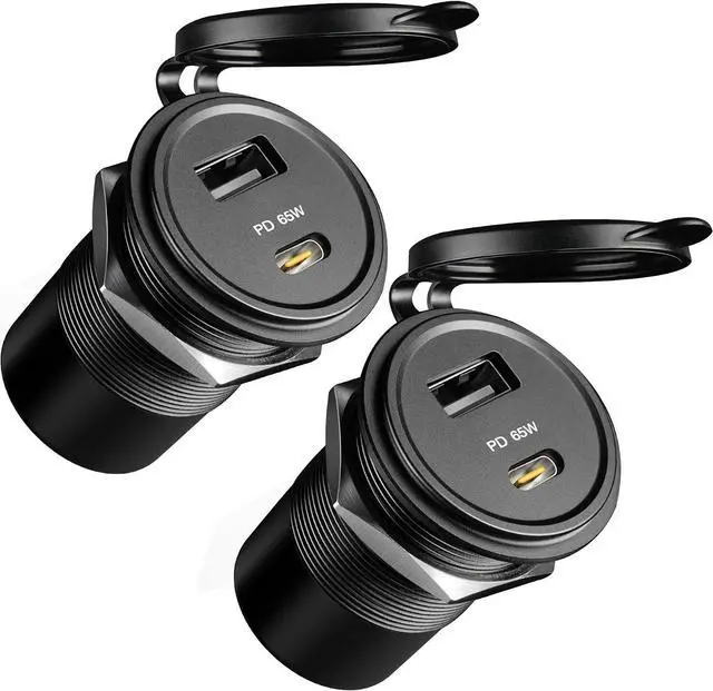 Main image of 83W 12V USB Outlet PD 65W Type-C QC3.0 18W USB-A Dual Port Fast Charging Socket for Laptop, Waterproof Car Charger Replacement Accessories for RV Camper Trailer Boat Truck Golf (2 Pcs)