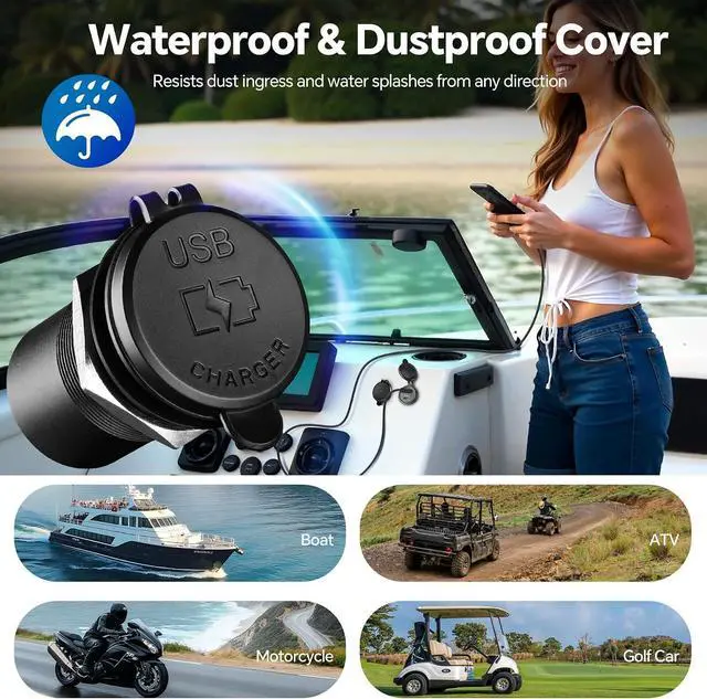 Alt view image 4 of 7 - 83W 12V USB Outlet PD 65W Type-C QC3.0 18W USB-A Dual Port Fast Charging Socket for Laptop, Waterproof Car Charger Replacement Accessories for RV Camper Trailer Boat Truck Golf (2 Pcs)