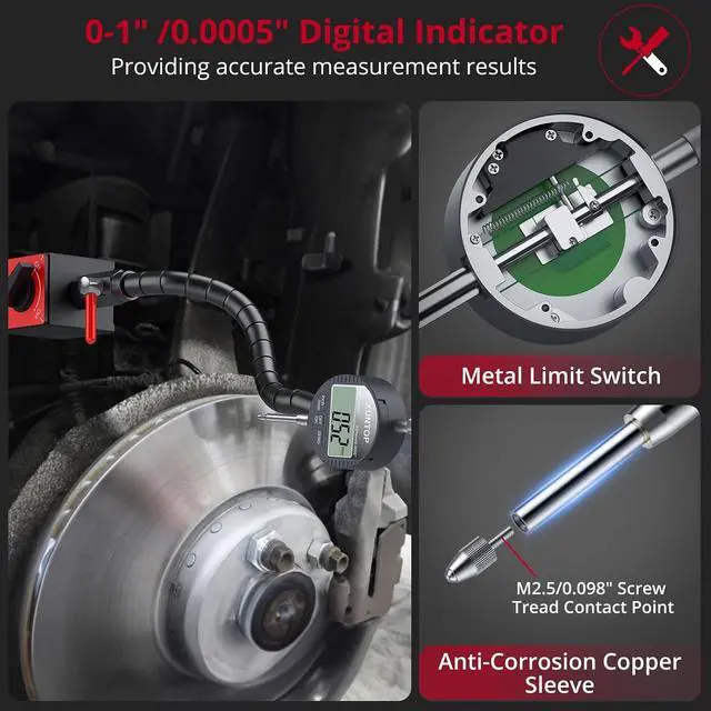 Alt view image 2 of 7 - 0-1" Digital Dial Indicator and 176lbs (80kg) Max Pull Magnetic Base