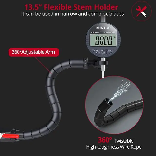 Alt view image 5 of 7 - 0-1" Digital Dial Indicator and 176lbs (80kg) Max Pull Magnetic Base