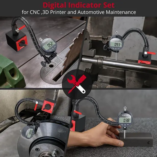 Alt view image 7 of 7 - 0-1" Digital Dial Indicator and 176lbs (80kg) Max Pull Magnetic Base
