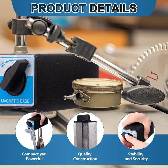 Alt view image 3 of 6 - 4 Pcs 12T Magnetic Base Holder Bed On/Off Switch 264 Lbs Holding Power Magnetic Holder Bed M8 x 1.25 Tapped Hole Switchable Base Without Adjustment Arm for Indicator, 4.7" x 2.2" x 2"