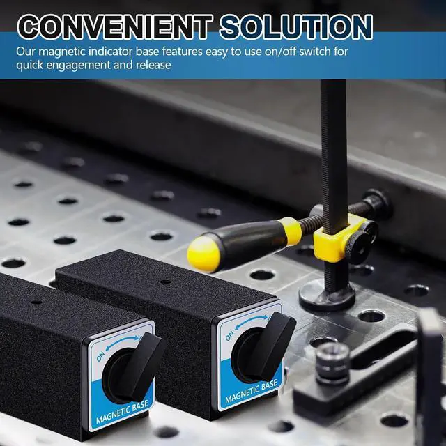 Alt view image 5 of 6 - 4 Pcs 12T Magnetic Base Holder Bed On/Off Switch 264 Lbs Holding Power Magnetic Holder Bed M8 x 1.25 Tapped Hole Switchable Base Without Adjustment Arm for Indicator, 4.7" x 2.2" x 2"