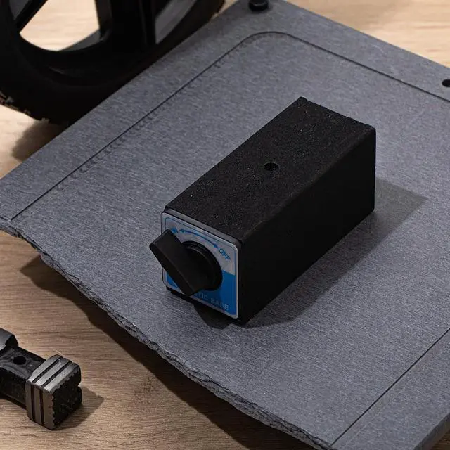 Alt view image 6 of 6 - 4 Pcs 12T Magnetic Base Holder Bed On/Off Switch 264 Lbs Holding Power Magnetic Holder Bed M8 x 1.25 Tapped Hole Switchable Base Without Adjustment Arm for Indicator, 4.7" x 2.2" x 2"