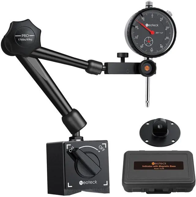 Main image of 0-1"/0.001" Dial Indicator and 176lbs (80kg) Max Pull Magnetic Base