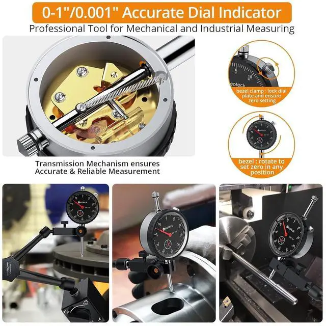 Alt view image 2 of 7 - 0-1"/0.001" Dial Indicator and 176lbs (80kg) Max Pull Magnetic Base