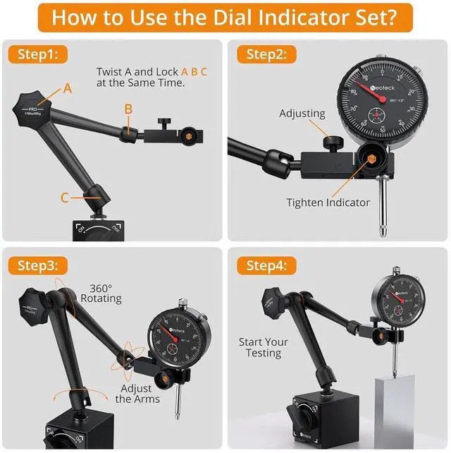 Alt view image 5 of 7 - 0-1"/0.001" Dial Indicator and 176lbs (80kg) Max Pull Magnetic Base