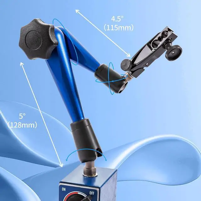 Alt view image 2 of 6 - Industrial-Strength Magnetic Base Indicator Holder with Fine Adjustment, Heavy Duty dial gage Holder with Swivel clamp, 176lb/80kg Max Pull