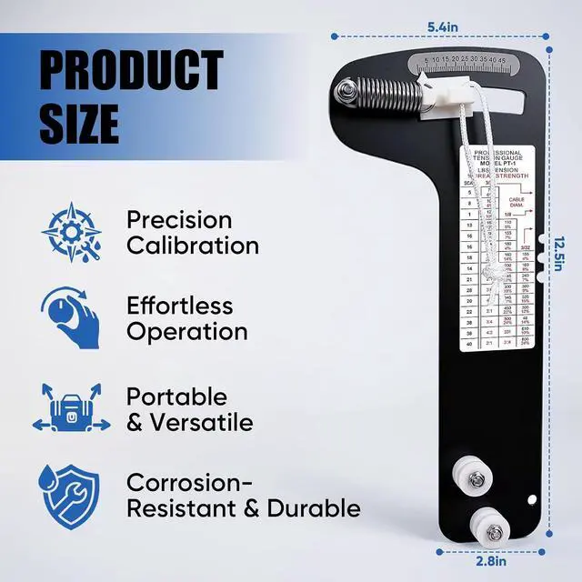 Alt view image 2 of 7 - PT-1 Sailboat Rigging Tension Gauge - Accurate Hands-Off Wire Rope Tool,3/32"/1/8"/5/32" Cable Fit,800lb Rated,Optimal Sail Rigging Performance