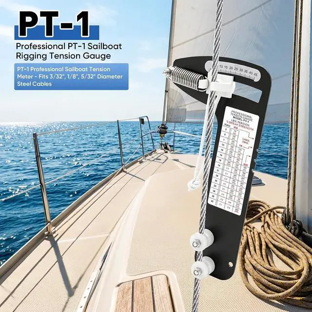 Alt view image 3 of 7 - PT-1 Sailboat Rigging Tension Gauge - Accurate Hands-Off Wire Rope Tool,3/32"/1/8"/5/32" Cable Fit,800lb Rated,Optimal Sail Rigging Performance