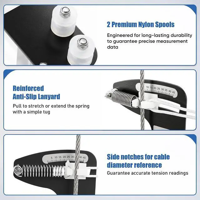 Alt view image 4 of 7 - PT-1 Sailboat Rigging Tension Gauge - Accurate Hands-Off Wire Rope Tool,3/32"/1/8"/5/32" Cable Fit,800lb Rated,Optimal Sail Rigging Performance