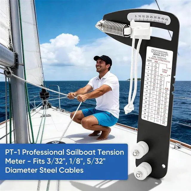 Alt view image 7 of 7 - PT-1 Sailboat Rigging Tension Gauge - Accurate Hands-Off Wire Rope Tool,3/32"/1/8"/5/32" Cable Fit,800lb Rated,Optimal Sail Rigging Performance