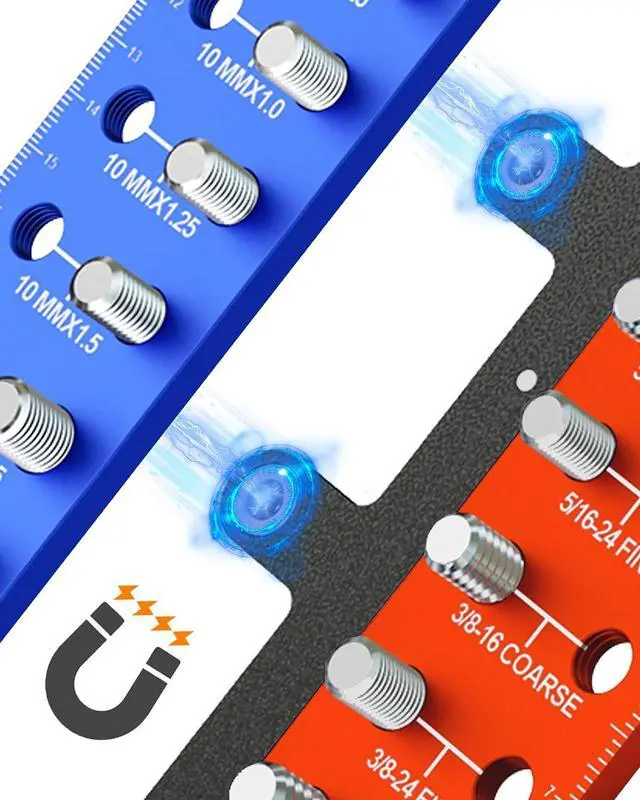 Alt view image 2 of 7 - Detachable Magnetic Nut and Bolt Thread Checker, 30 Bolt and Nut Sizer