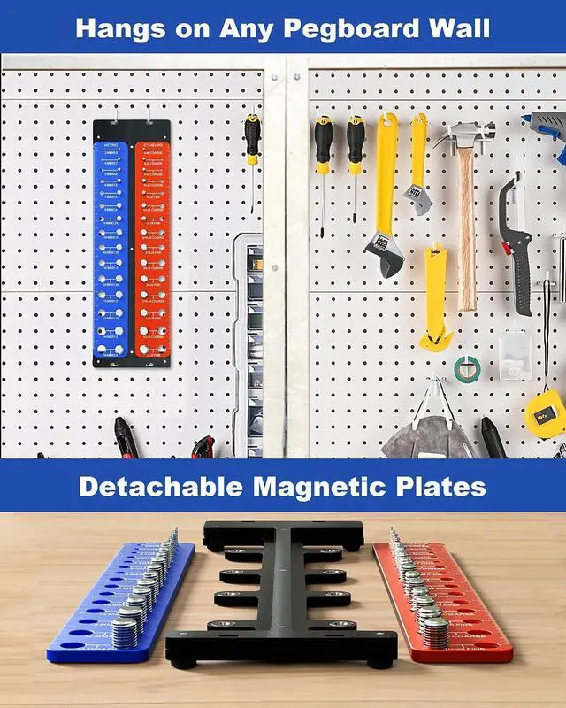 Alt view image 7 of 7 - Detachable Magnetic Nut and Bolt Thread Checker, 30 Bolt and Nut Sizer