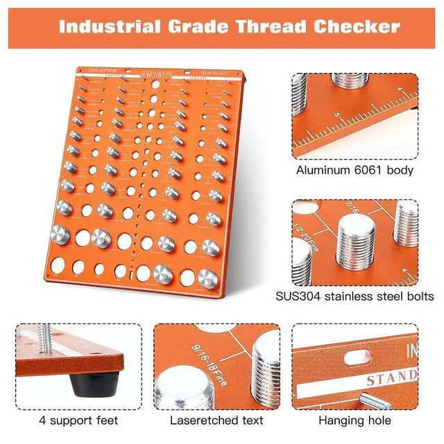 Alt view image 4 of 7 - 68 Nut and Bolt Thread Checker Standard and Metric, Screw Thread Gauge
