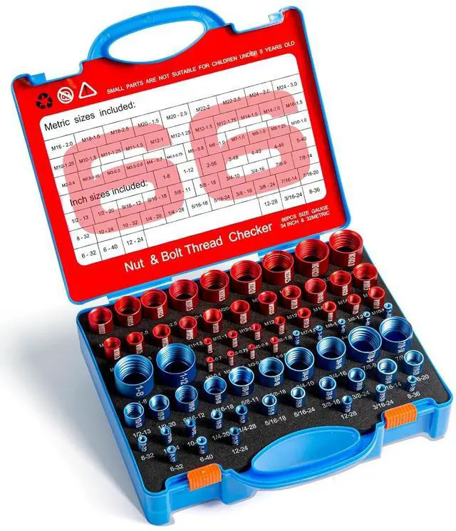 Main image of 66 Nut and Bolt Thread Checker with 32 Metric & 34 Standard Gauges