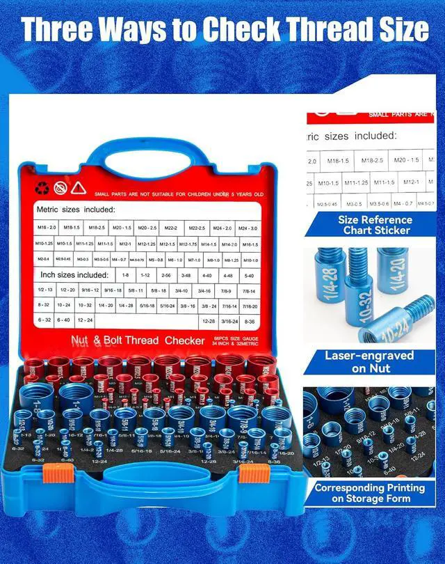 Alt view image 3 of 7 - 66 Nut and Bolt Thread Checker with 32 Metric & 34 Standard Gauges