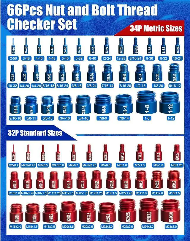 Alt view image 2 of 7 - 66 Nut and Bolt Thread Checker with 32 Metric & 34 Standard Gauges
