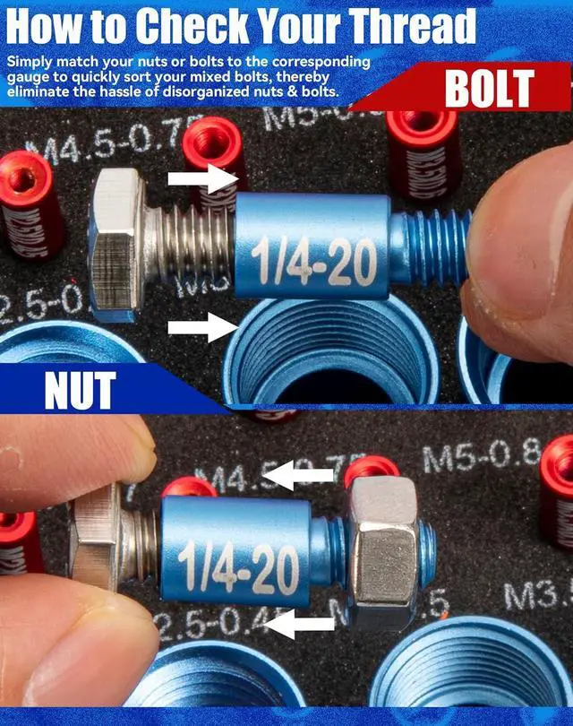 Alt view image 5 of 7 - 66 Nut and Bolt Thread Checker with 32 Metric & 34 Standard Gauges